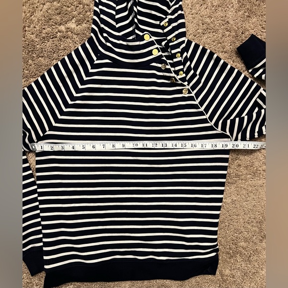 Lauren Ralph Lauren Navy/White Stripe Hooded Sweatshirt - Picture 2 of 6